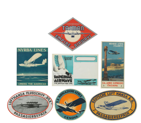 (AVIATION.) Group of 19 luggage labels for various airlines,